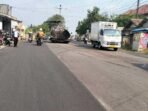 PUPR Lebak sedang memperbaiki Jalan di Kota Rangkasbitung