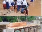 Pembangunan jembatan di Kampung Cegog, Desa Rancapinang, Kecamatan Cimanggu, Pandeglang sedang berproses pengerjaan.
