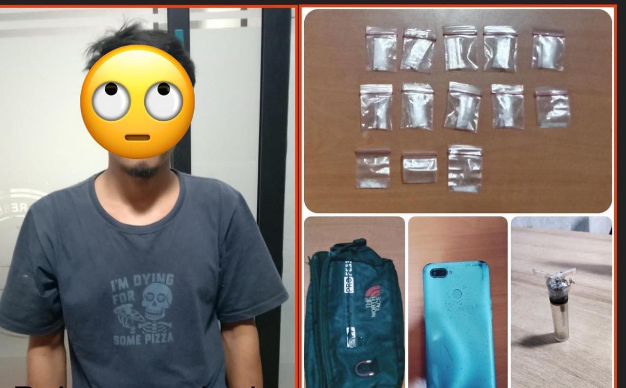 Pria berinisial AS (31) saat dibekuk Satresnarkoba Polres Pandeglang.