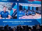 Ketua Umum Partai Demokrat AHY hadir dalam tele conference di Musda V Partai Demokrat Provinsi Banten, Jumat (31/7/2026)